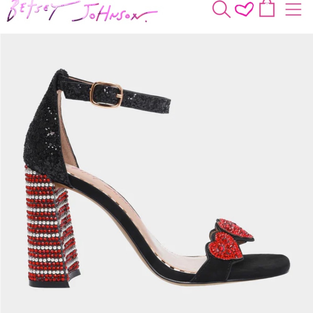 Celebrate love with Betsy Johnson sparkling KAMERON-BJ heart rhinestone heels.